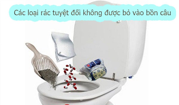 các vật dụng không nên bỏ vào bồn cầu