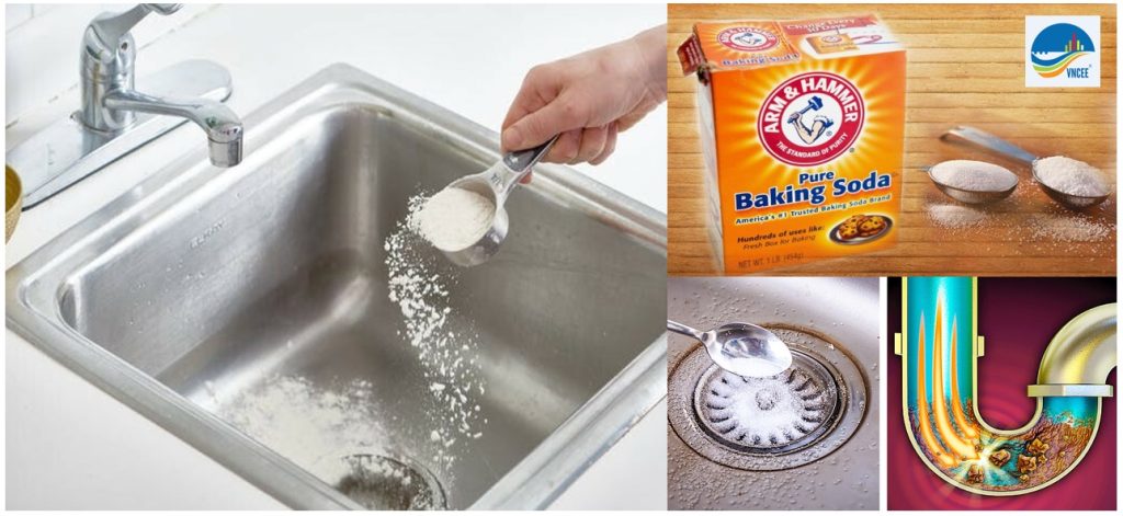 thông cống nghẹt bằng baking soda