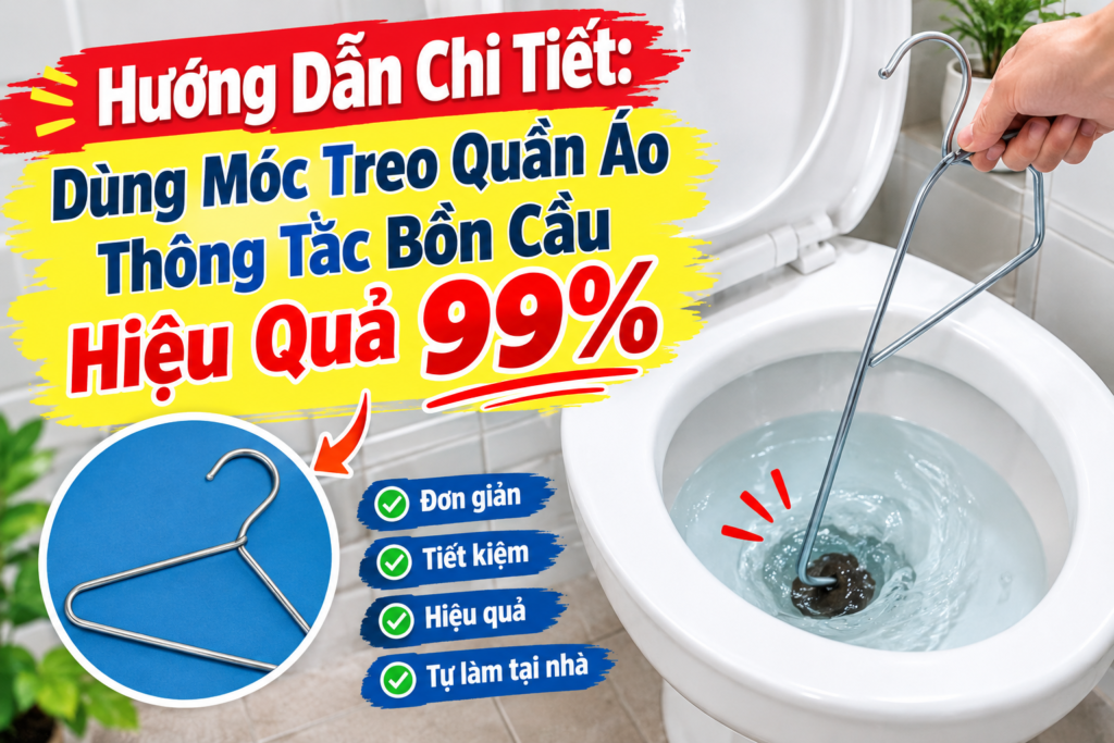 Dùng Móc Treo Quần Áo Thông Tắc