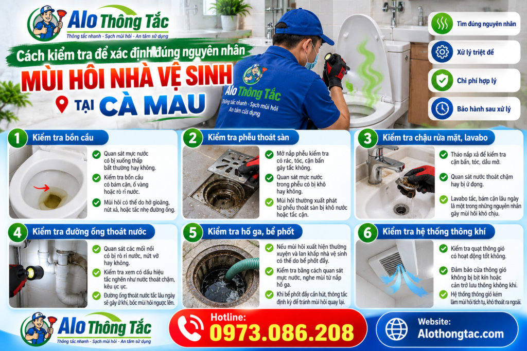 Quy trình kiểm tra nguyên nhân và xử lý mùi hôi nhà vệ sinh tại Cà Mau triệt để